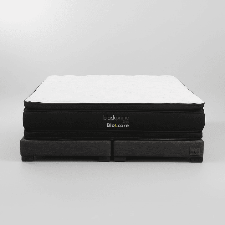 Cama 2 Plaza Box 13 cm + Colchon Black Prime - Modelo Dos - Patas De Madera (Gris) 2