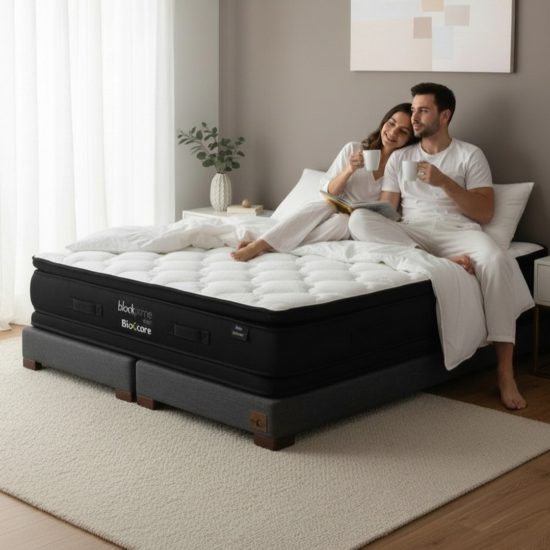Cama Super King Box 13 cm + Colchon Black Prime - Modelo Dos - Patas De Madera (Gris) 1