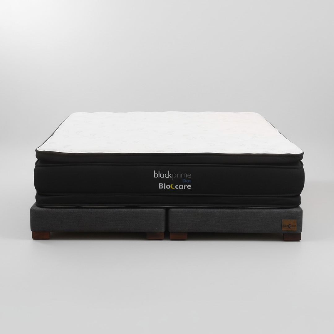 Cama Super King Box 13 cm + Colchon Black Prime - Modelo Dos - Patas De Madera (Gris) 2