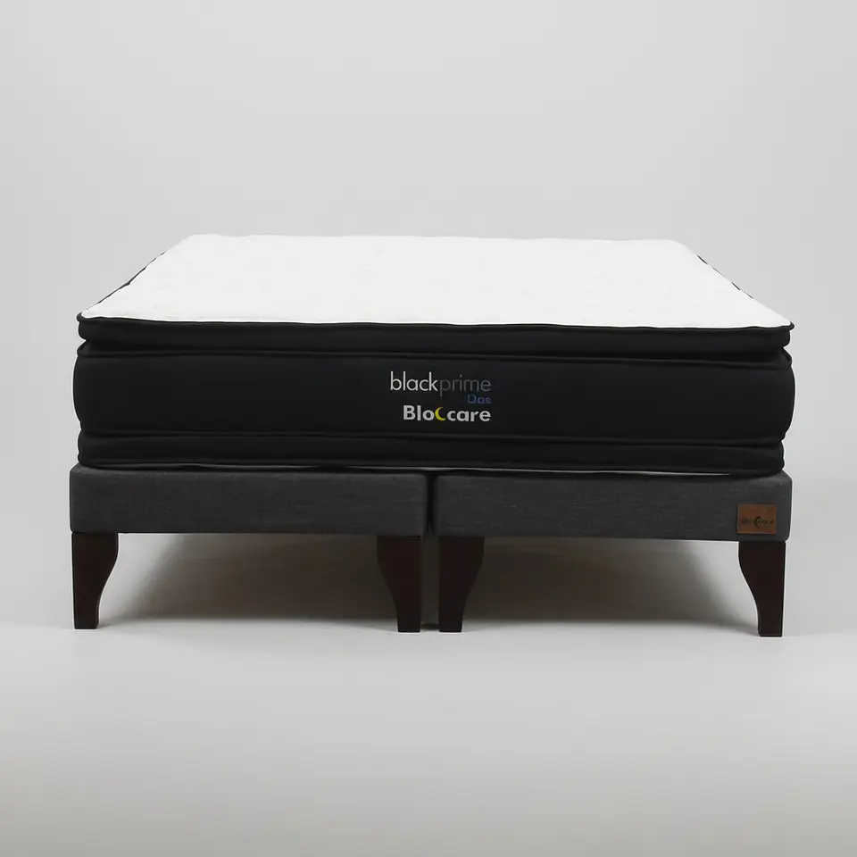 Cama Super King Box 13 cm + Colchon Black Prime - Modelo Dos - Patas De Madera (Gris) 6