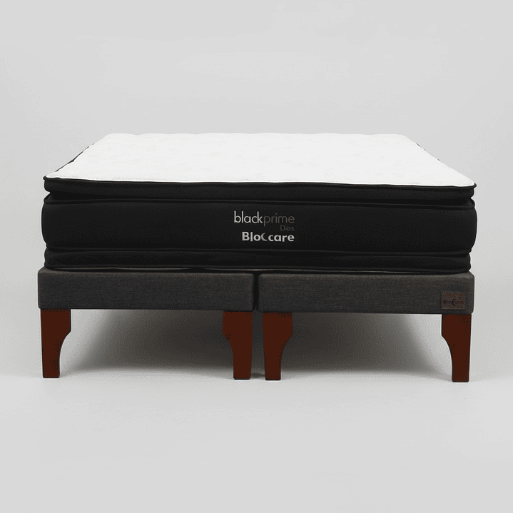 Cama Super King Box 13 cm + Colchon Black Prime - Modelo Dos - Patas De Madera (Gris) 8