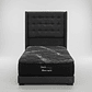 Cama 1.5 Plaza Box 13 cm + Colchon Black Prime - Modelo Uno + Respaldo / Con Patas De Madera (Gris) - Miniatura 2