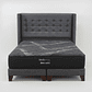 Cama Super King Box 13 cm + Colchon Black Prime - Modelo Uno + Respaldo / Con Patas De Madera (Gris) - Miniatura 4