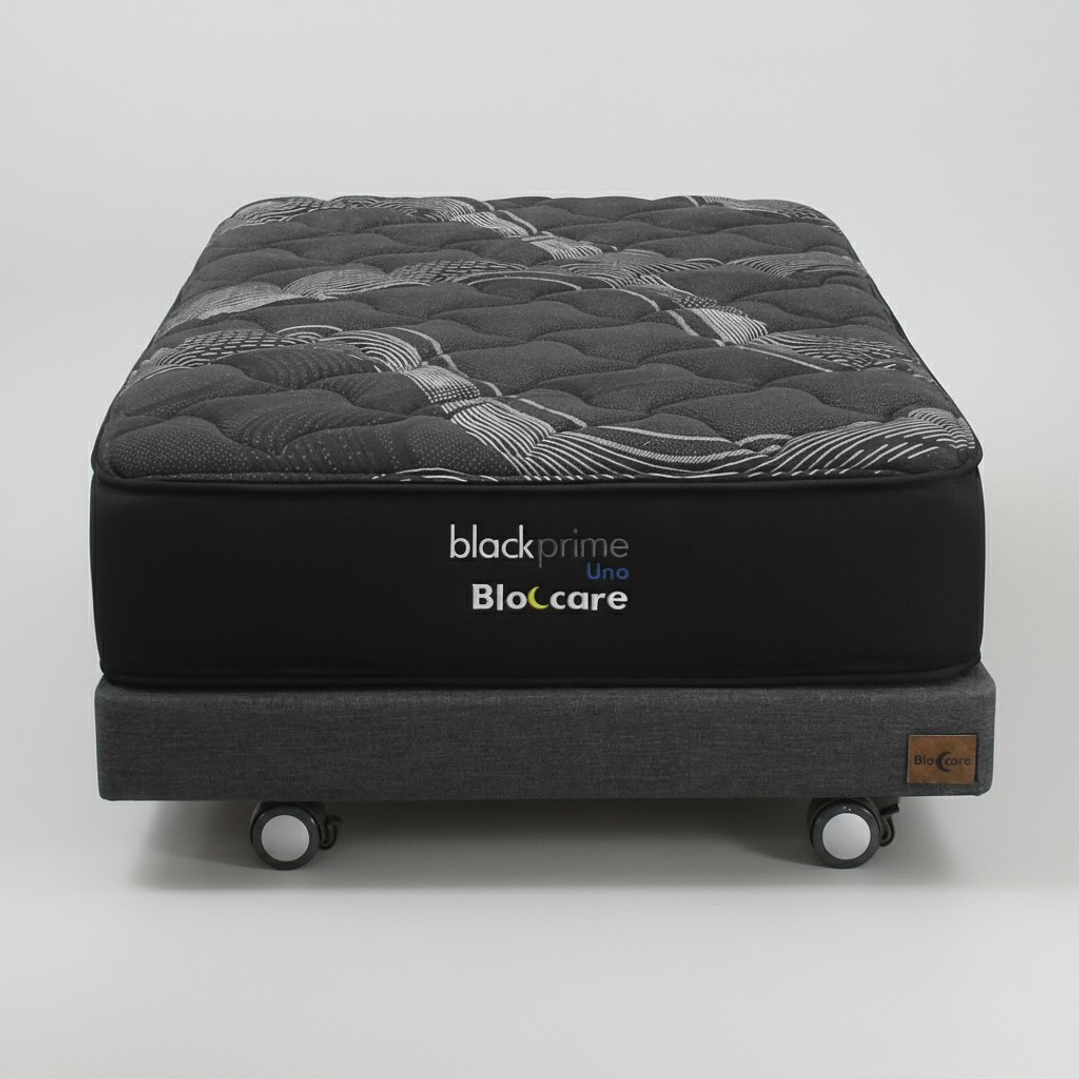 Cama 1 Plaza Box 13 cm + Colchon Black Prime - Modelo Uno- Ruedas A Eleccion (Gris) 3
