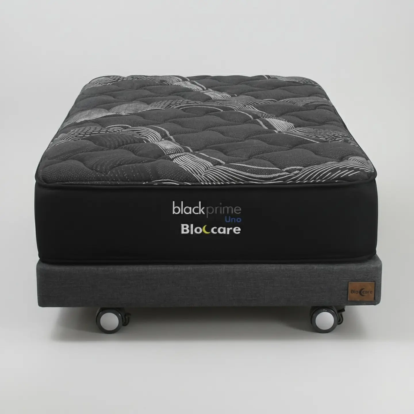 Cama 1 Plaza Box 13 cm + Colchon Black Prime - Modelo Uno- Ruedas A Eleccion (Gris) 3