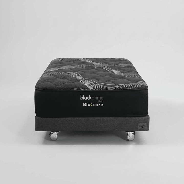 Cama 1 Plaza Box 13 cm + Colchon Black Prime - Modelo Uno- Ruedas A Eleccion (Gris) 5