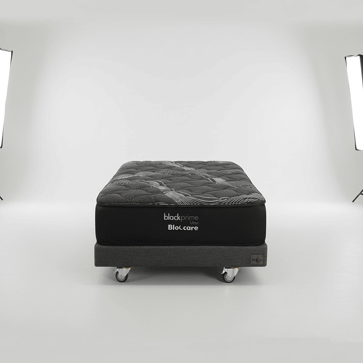 Cama 1 Plaza Box 13 cm + Colchon Black Prime - Modelo Uno- Ruedas A Eleccion (Gris) 7
