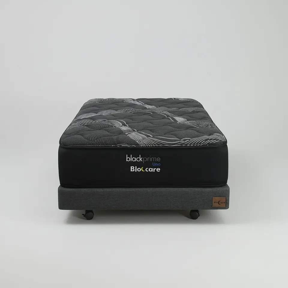 Cama 1 Plaza Box 13 cm + Colchon Black Prime - Modelo Uno- Ruedas A Eleccion (Gris) 9