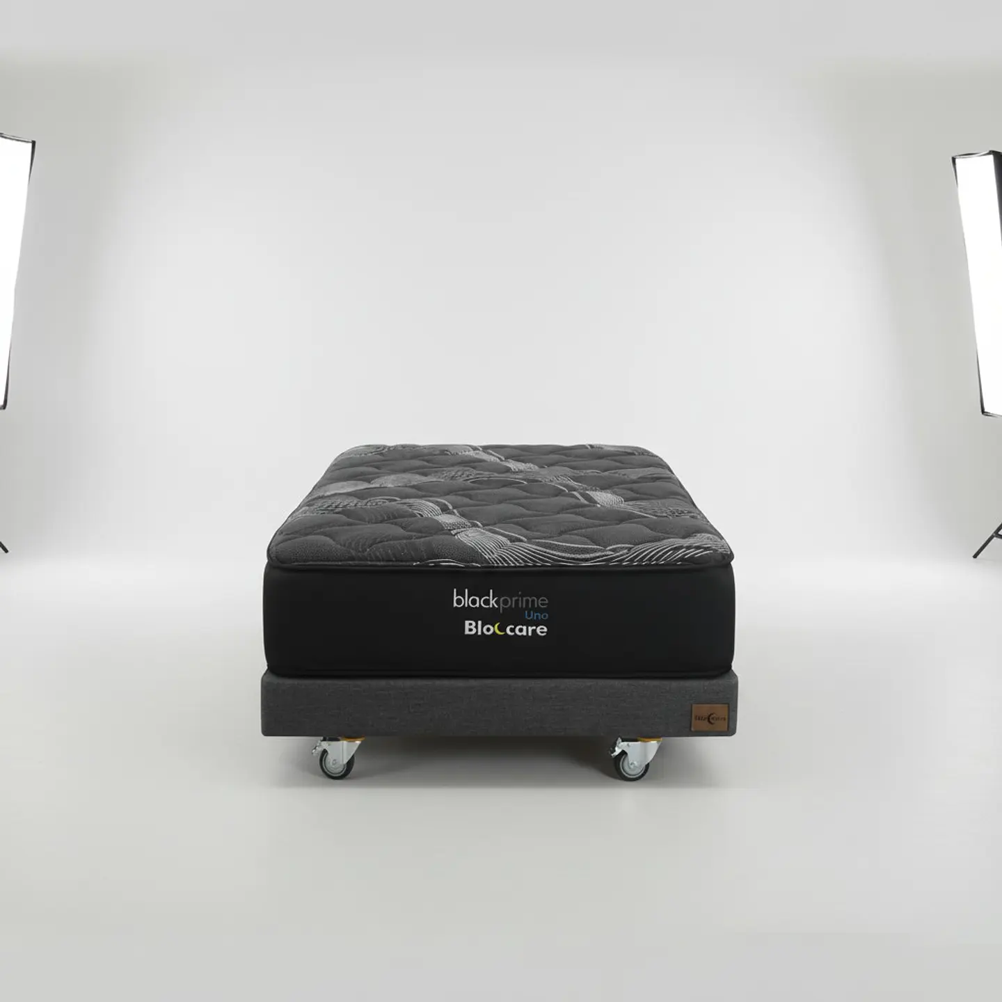 Cama 1.5 Plaza Box 13 cm + Colchon Black Prime - Modelo Uno- Ruedas A Eleccion (Gris) 7