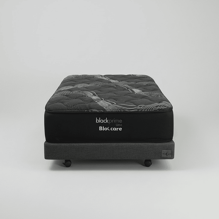 Cama 1.5 Plaza Box 13 cm + Colchon Black Prime - Modelo Uno- Ruedas A Eleccion (Gris) 9