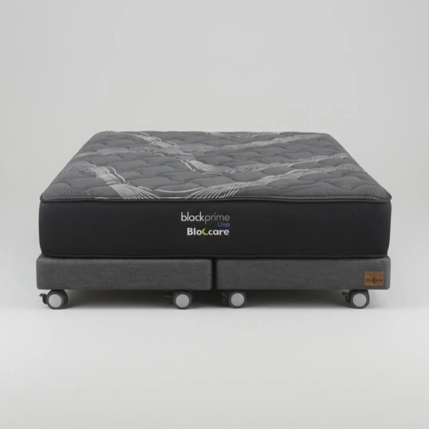 Cama 2 Plaza Box 13 cm + Colchon Black Prime - Modelo Uno- Ruedas A Eleccion (Gris) 3