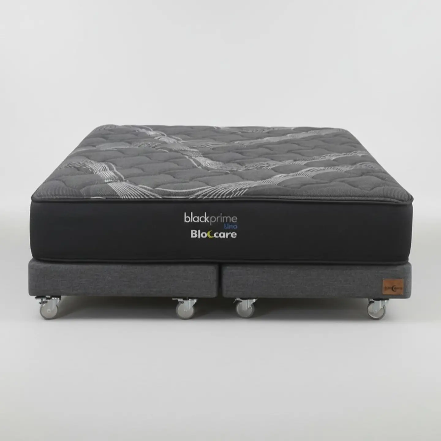 Cama 2 Plaza Box 13 cm + Colchon Black Prime - Modelo Uno- Ruedas A Eleccion (Gris) 5