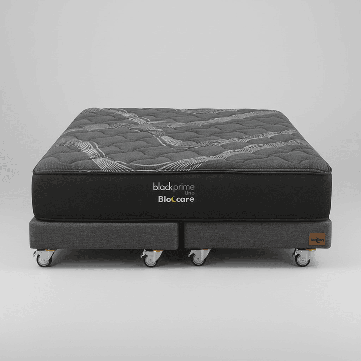 Cama 2 Plaza Box 13 cm + Colchon Black Prime - Modelo Uno- Ruedas A Eleccion (Gris) 7