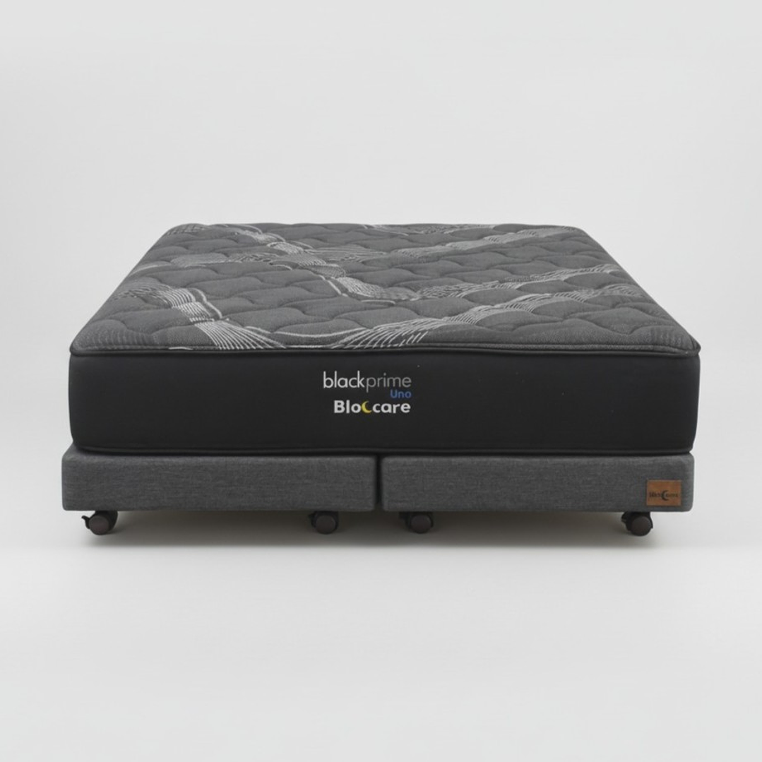 Cama 2 Plaza Box 13 cm + Colchon Black Prime - Modelo Uno- Ruedas A Eleccion (Gris) 9