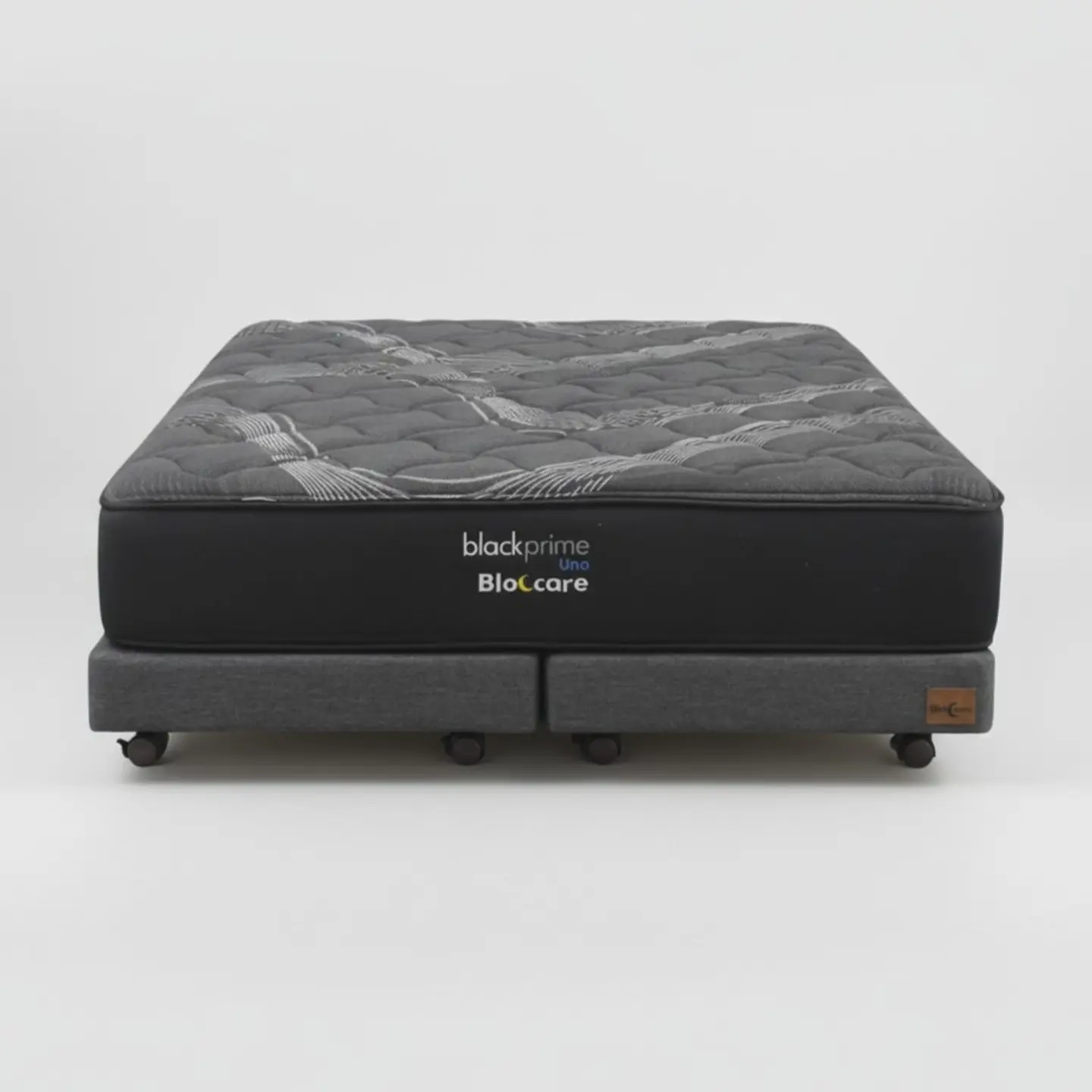 Cama King Box 13 cm + Colchon Black Prime - Modelo Uno- Ruedas A Eleccion (Gris) 9