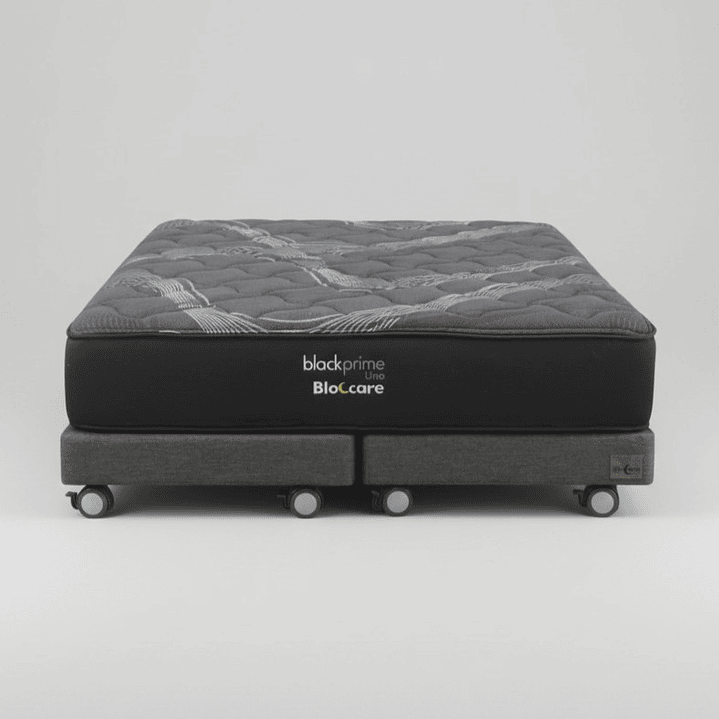 Cama Super King Box 13 cm + Colchon Black Prime - Modelo Uno- Ruedas A Eleccion (Gris) 3