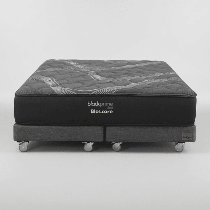 Cama Super King Box 13 cm + Colchon Black Prime - Modelo Uno- Ruedas A Eleccion (Gris) 5