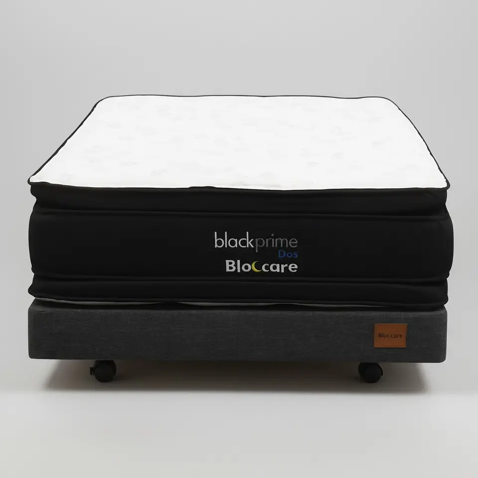 Cama 1.5 Plaza Box 13 cm + Colchon Black Prime - Modelo Dos - Ruedas A Eleccion (Gris) 8