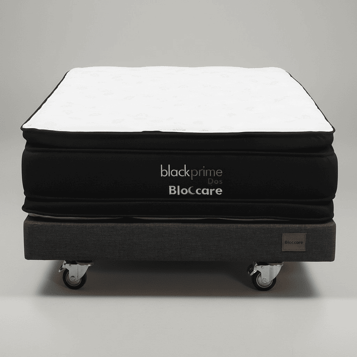 Cama 1.5 Plaza Box 13 cm + Colchon Black Prime - Modelo Dos - Ruedas A Eleccion (Gris) 6