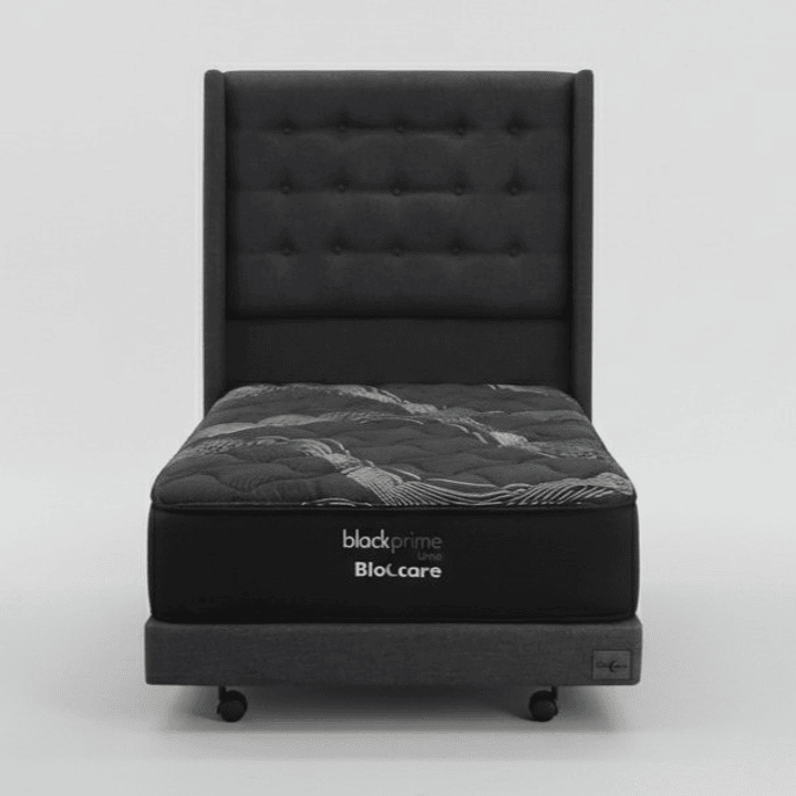 Cama 1 Plaza Box 13 cm + Colchon Black Prime - Modelo Uno+ Respaldo / Con Ruedas A Eleccion (Gris) 9