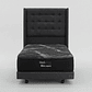 Cama 1 Plaza Box 13 cm + Colchon Black Prime - Modelo Uno+ Respaldo / Con Ruedas A Eleccion (Gris) - Miniatura 9