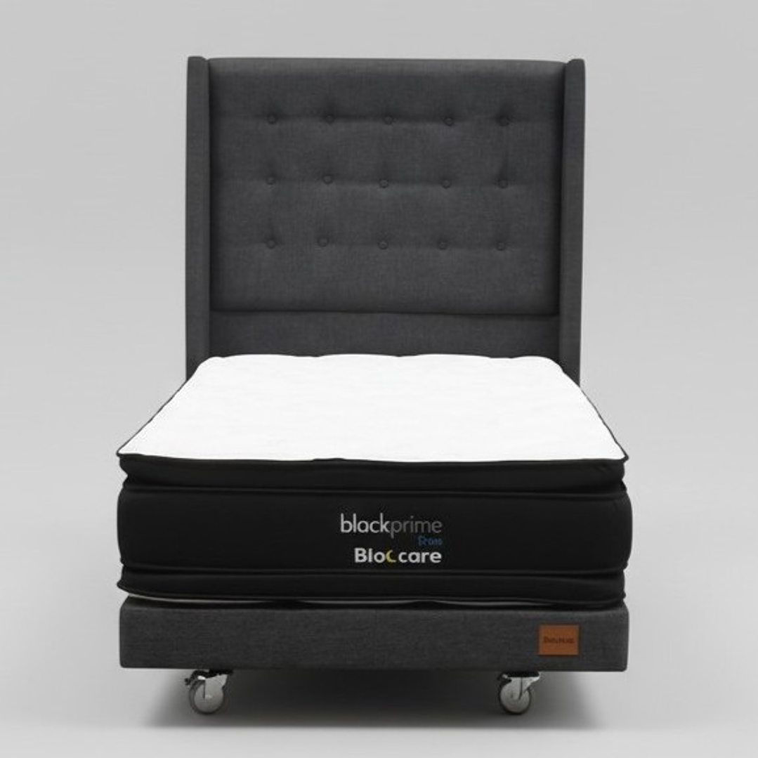 Cama 1.5 Plaza Box 13 cm + Colchon Black Prime - Modelo Dos + Respaldo / Con Ruedas A Eleccion (Gris) 5