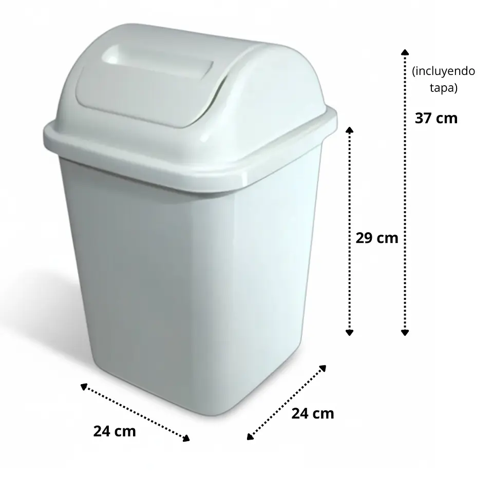 Pack 1 Basurero Plástico De 10 Litros + 1 Rollo 100 bolsas 40x50 cm 2