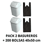Pack 2 Basureros Plástico De 10 Litros + 2 Rollos 100 bolsas 40x50 cm - Miniatura 1