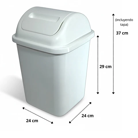Pack 4 Basureros Plástico De 10 Litros + 4 Rollos 100 bolsas 40x50 cm