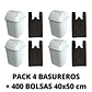 Pack 4 Basureros Plástico De 10 Litros + 4 Rollos 100 bolsas 40x50 cm - Miniatura 1