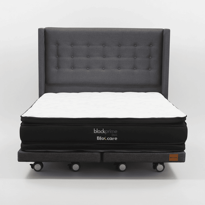 Cama King Box 13 cm + Colchon Black Prime - Modelo Dos - Ruedas A Eleccion (Gris) 3