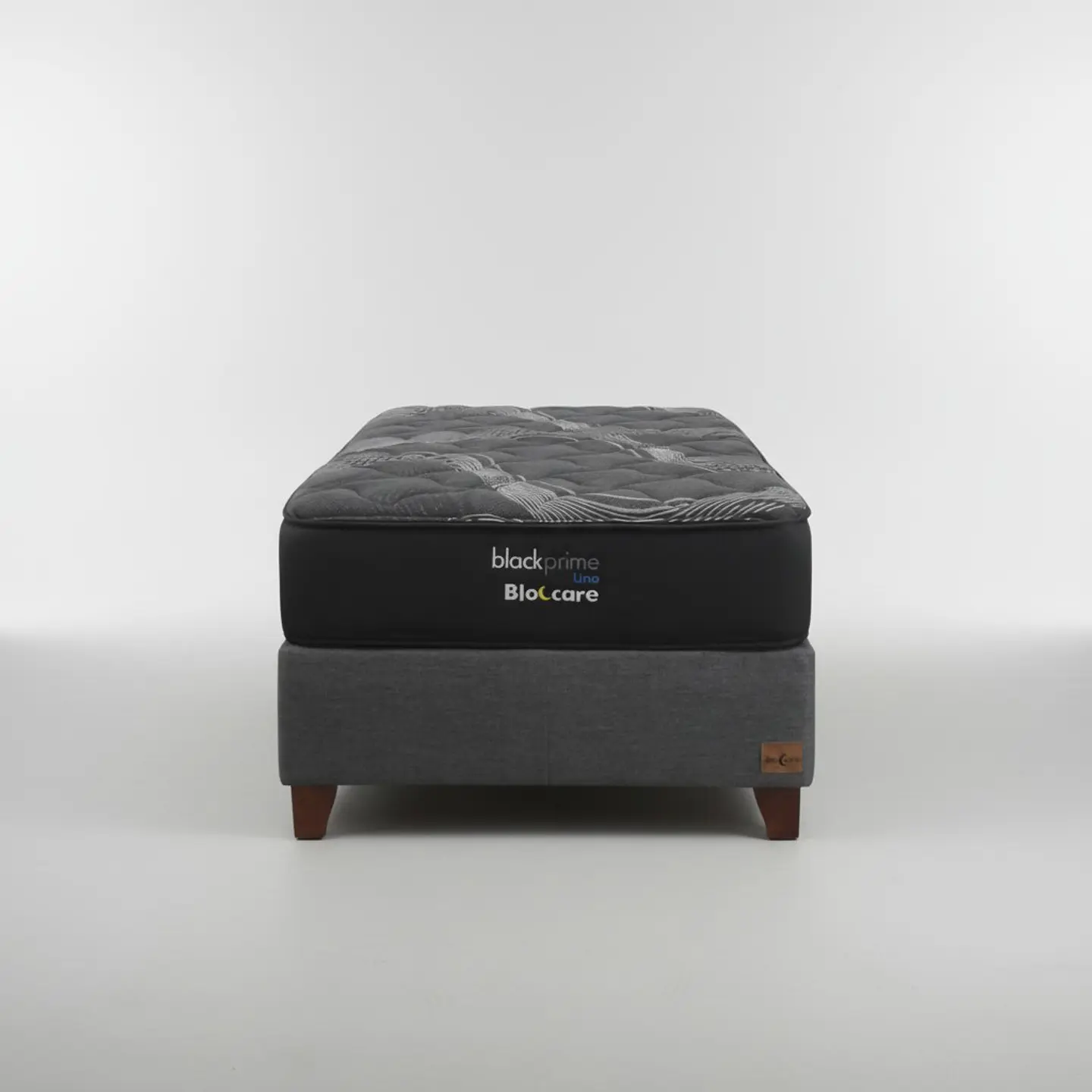 Cama 1 Plaza Box 30 cm + Colchon Black Prime - Modelo Uno / Con Patas De Madera (Gris) 4