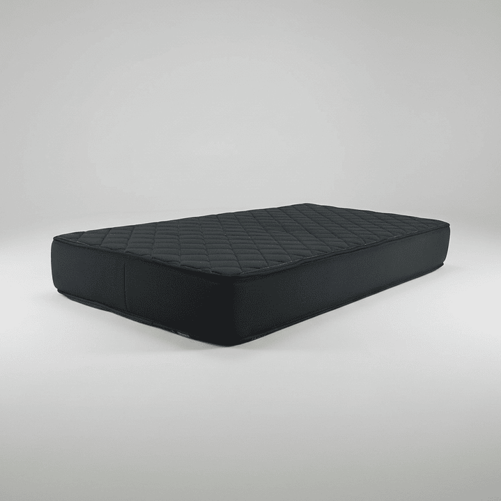 Cama 1.5 Plaza Box 30 cm + Colchon Black Prime - Modelo Uno / Con Patas De Madera (Gris) 6