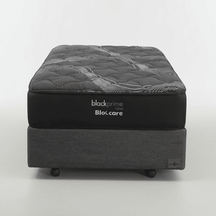 Cama 1 Plaza Box 30 cm + Colchon Black Prime - Modelo Uno- Ruedas A Eleccion (Gris) 8