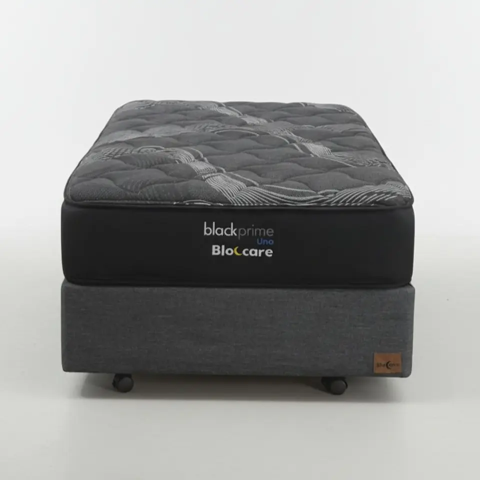 Cama 1 Plaza Box 30 cm + Colchon Black Prime - Modelo Uno- Ruedas A Eleccion (Gris) 8