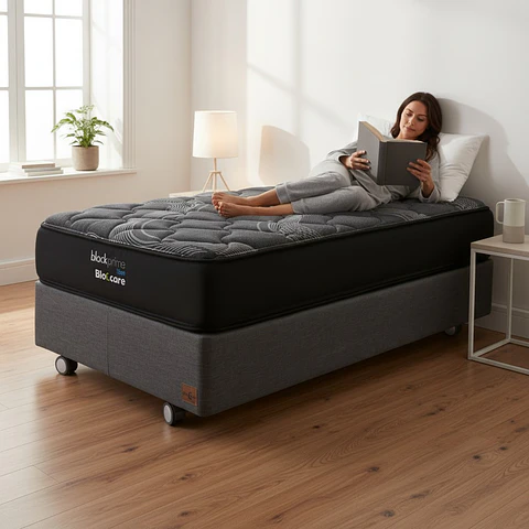 Cama 1.5 Plaza Box 30 cm + Colchon Black Prime - Modelo Uno- Ruedas A Eleccion (Gris)