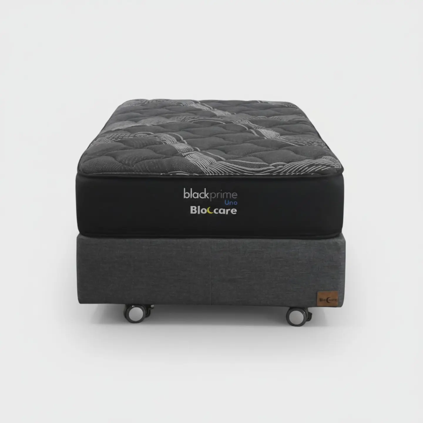 Cama 1.5 Plaza Box 30 cm + Colchon Black Prime - Modelo Uno- Ruedas A Eleccion (Gris) 2
