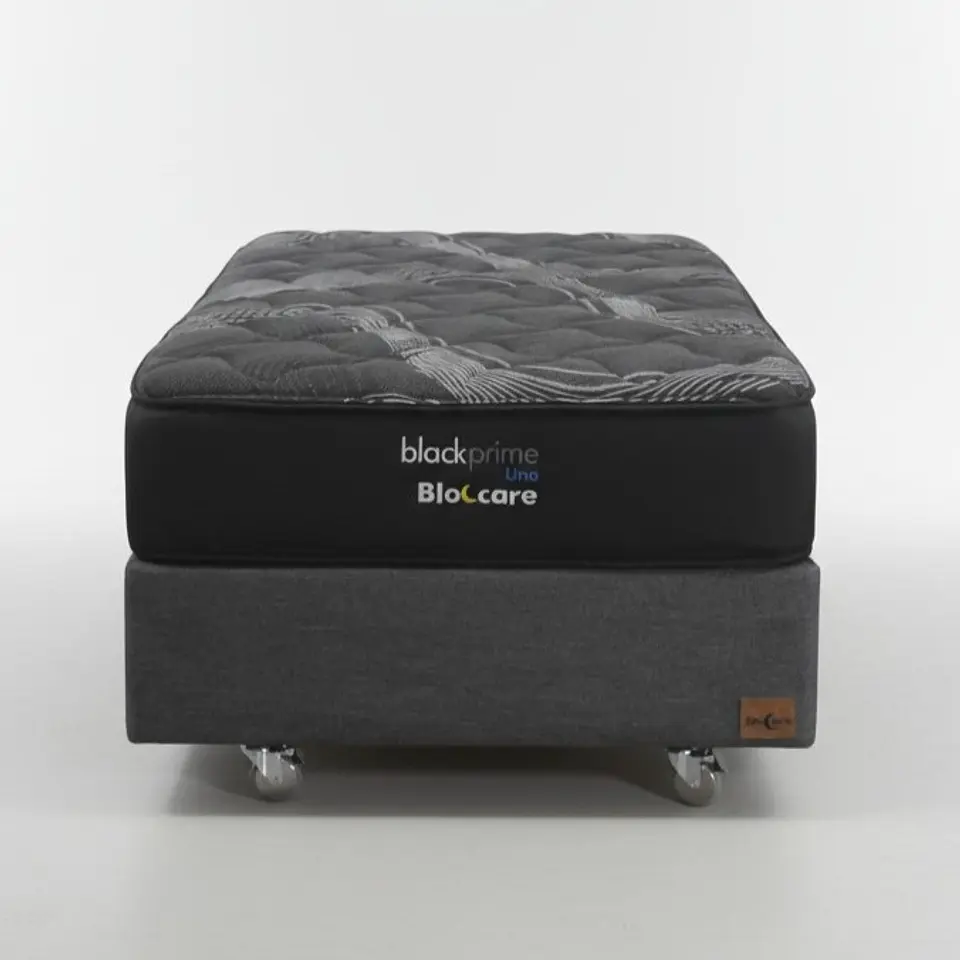 Cama 1.5 Plaza Box 30 cm + Colchon Black Prime - Modelo Uno- Ruedas A Eleccion (Gris) 4
