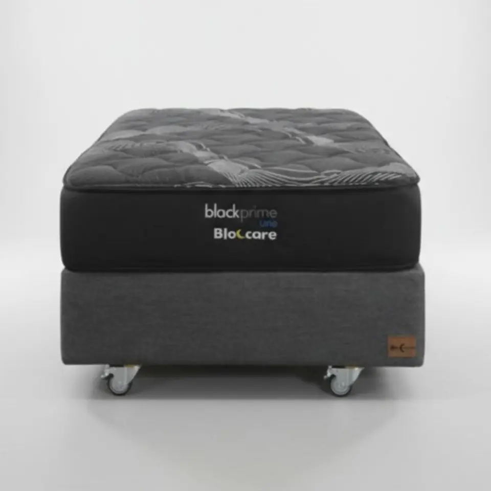 Cama 1.5 Plaza Box 30 cm + Colchon Black Prime - Modelo Uno- Ruedas A Eleccion (Gris) 6