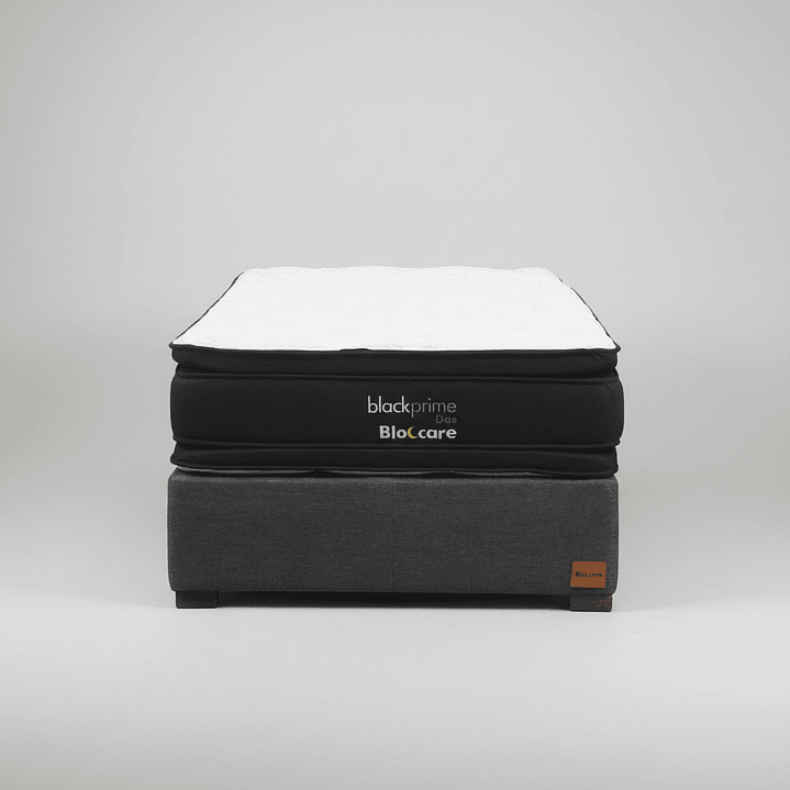 Cama 1.5 Plaza Box 30 cm + Colchon Black Prime - Modelo Dos - Patas De Madera (Gris) 2