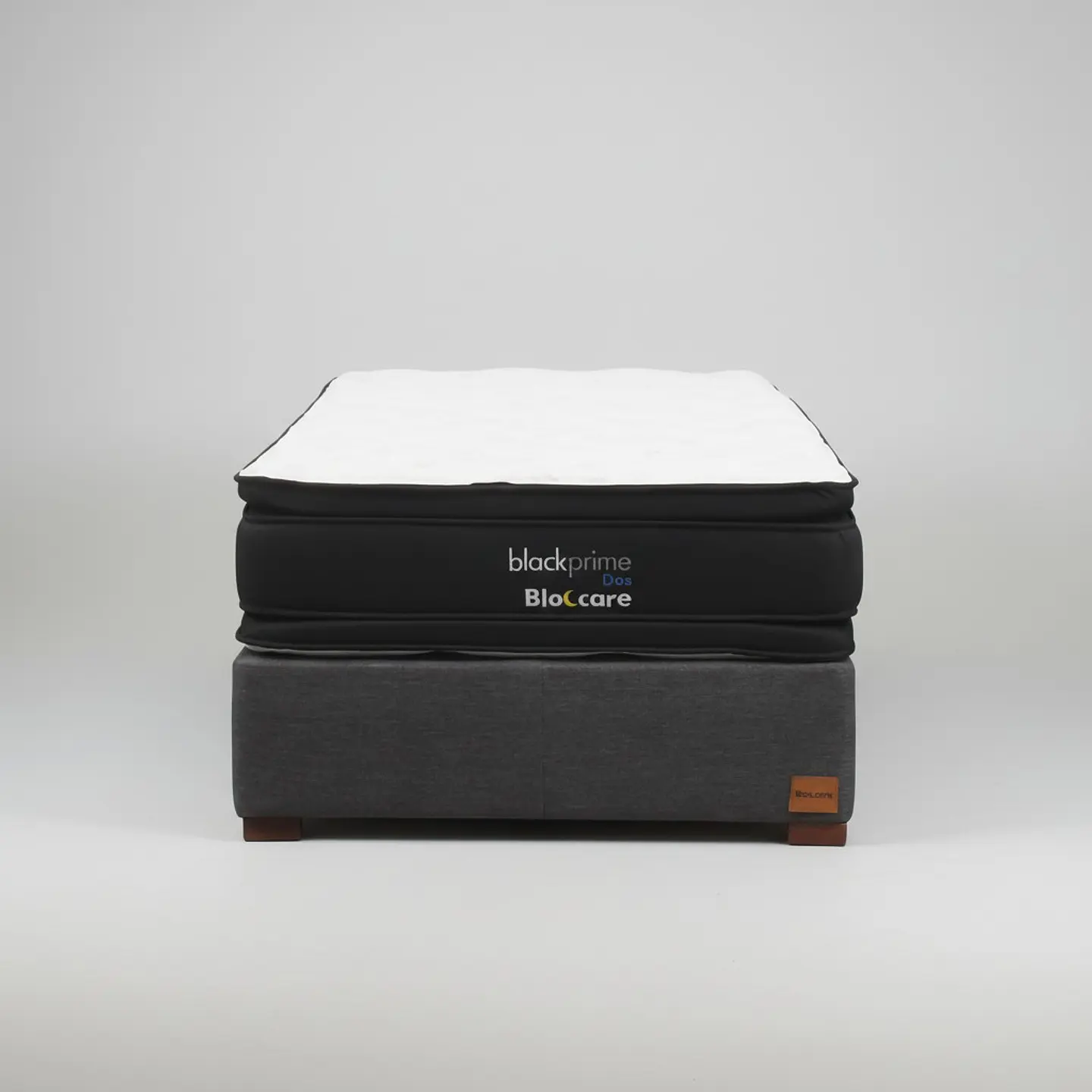 Cama 1.5 Plaza Box 30 cm + Colchon Black Prime - Modelo Dos - Patas De Madera (Gris) 2