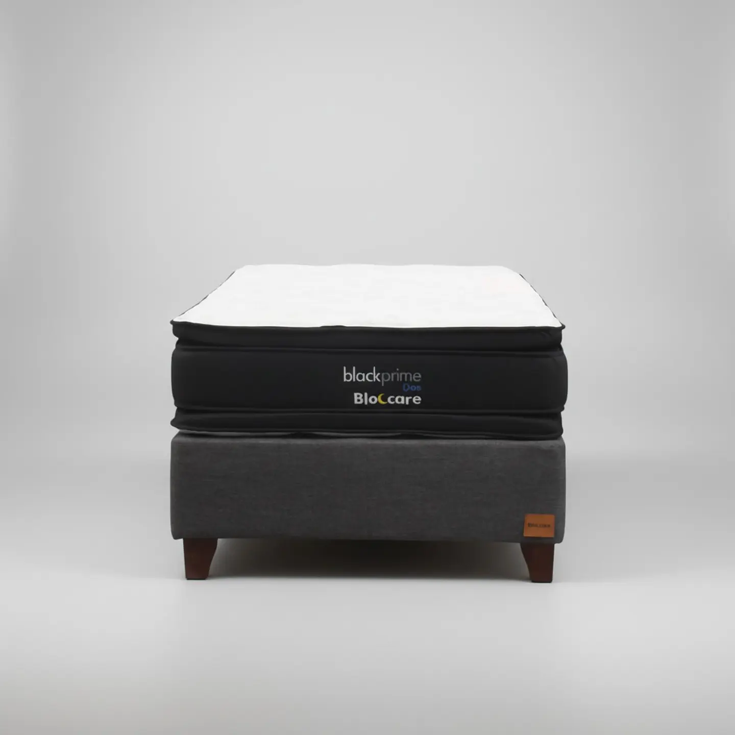 Cama 1.5 Plaza Box 30 cm + Colchon Black Prime - Modelo Dos - Patas De Madera (Gris) 4