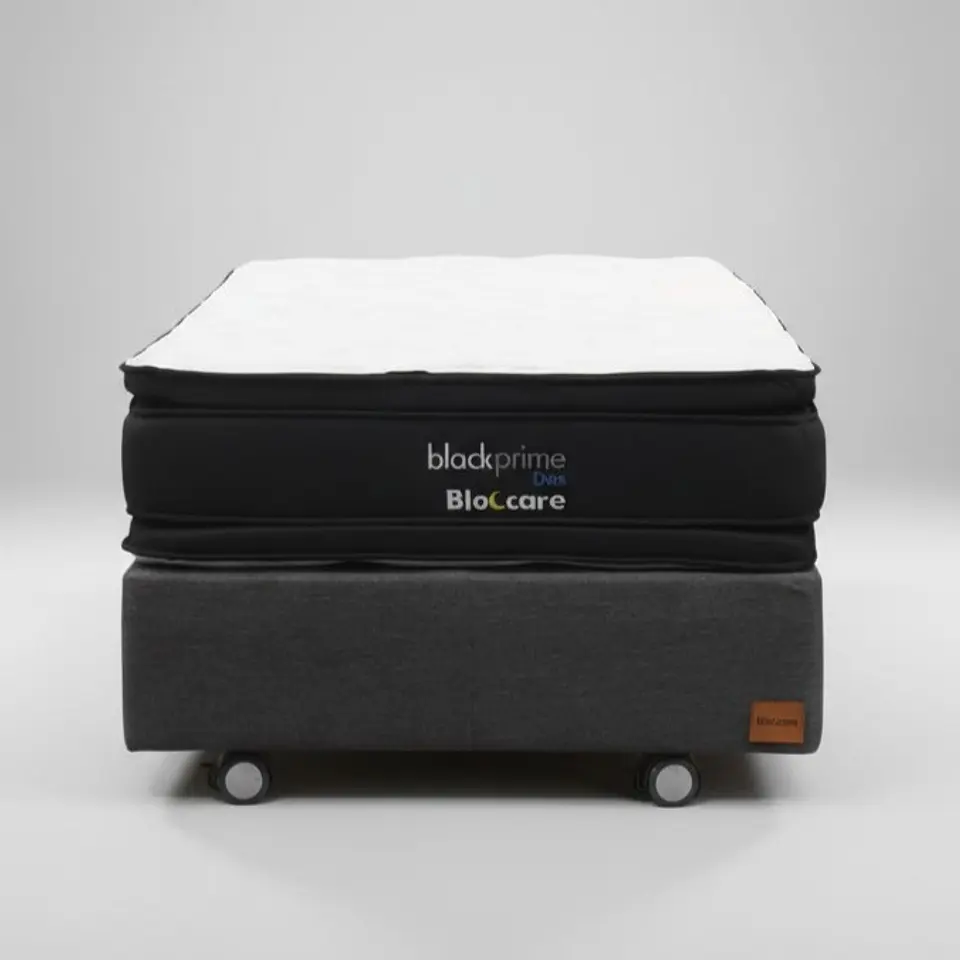 Cama 1.5 Plaza Box 30 cm + Colchon Black Prime - Modelo Dos - Ruedas A Eleccion (Gris) 3