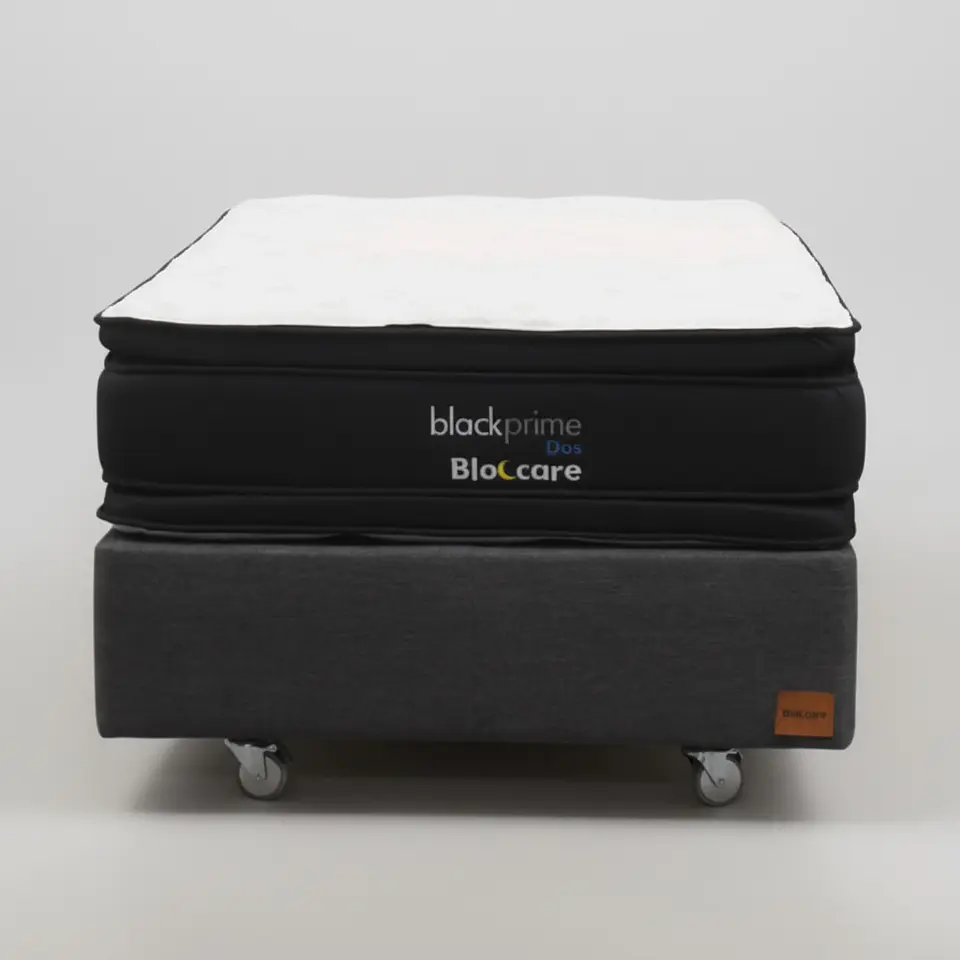 Cama 1.5 Plaza Box 30 cm + Colchon Black Prime - Modelo Dos - Ruedas A Eleccion (Gris) 5