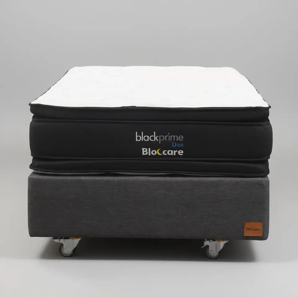 Cama 1.5 Plaza Box 30 cm + Colchon Black Prime - Modelo Dos - Ruedas A Eleccion (Gris) 7