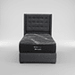 Cama 1.5 Plaza Box 30 cm + Colchon Black Prime - Modelo Uno + Respaldo / Con Patas De Madera (Gris) - thumbnail 2