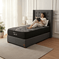Cama 1.5 Plaza Box 30 cm + Colchon Black Prime - Modelo Uno + Respaldo / Con Patas De Madera (Gris) - thumbnail 1