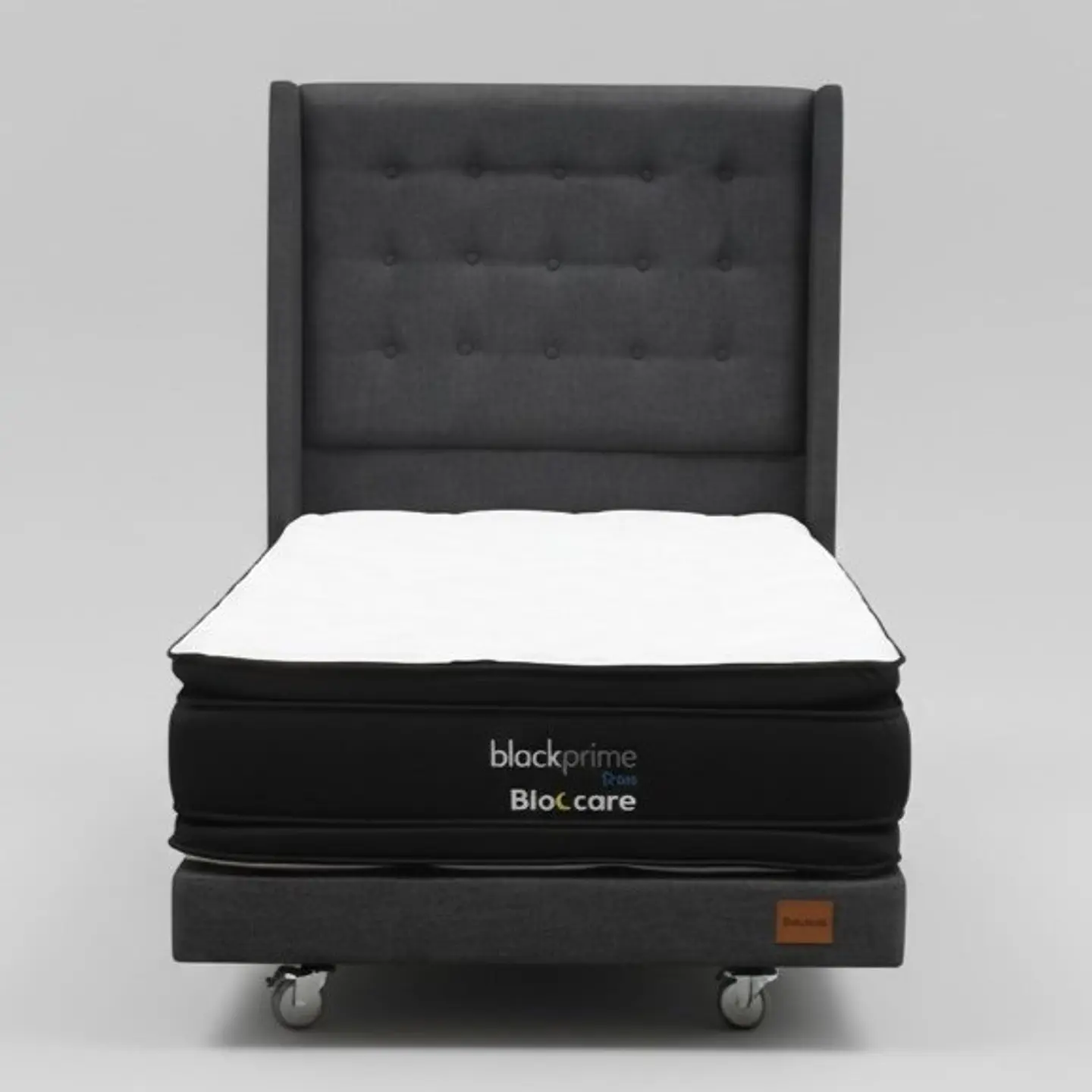 Cama 1.5 Plaza Box 30 cm + Colchon Black Prime - Modelo Dos + Respaldo / Con Ruedas A Eleccion (Gris) 5