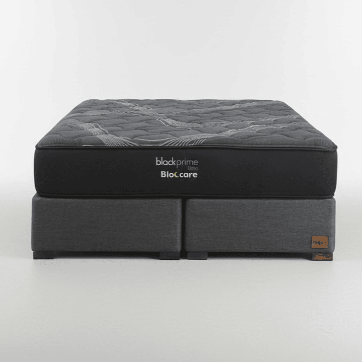 Cama 2 Plazas Box 30 cm + Colchon Black Prime - Modelo Uno / Con Patas De Madera (Gris) 3
