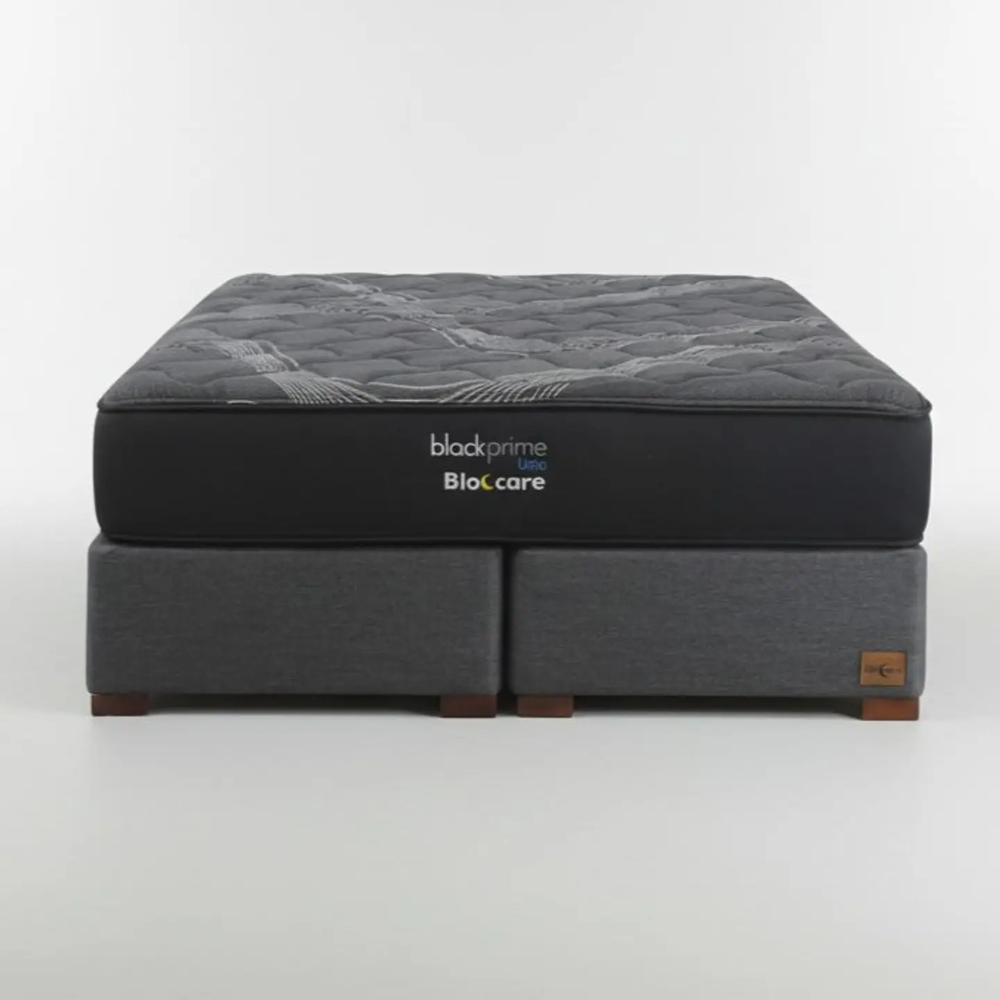 Cama Super King Box 30 cm + Colchon Black Prime - Modelo Uno / Con Patas De Madera (Gris) 3